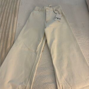 Zara Off-White Wide-Leg Trousers